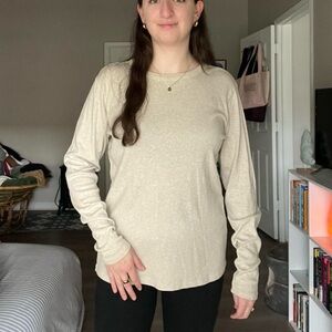 Soft 100% cotton beige cream basic long sleeve shirt